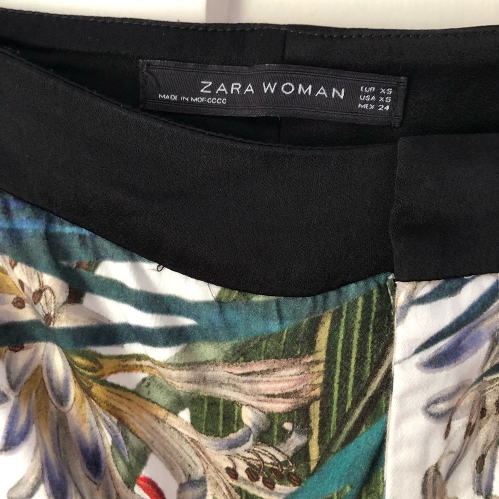 Zara Tropical Floral Print Trousers Size XS - Picture 4 of 4
